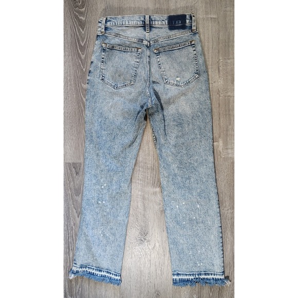 Abercrombie & Fitch Ultra High Rise Ankle‎ Straight Jeans Acid Wash Frayed 28/6R - Picture 2 of 10